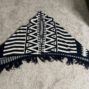 Black and white cardigan abstract design